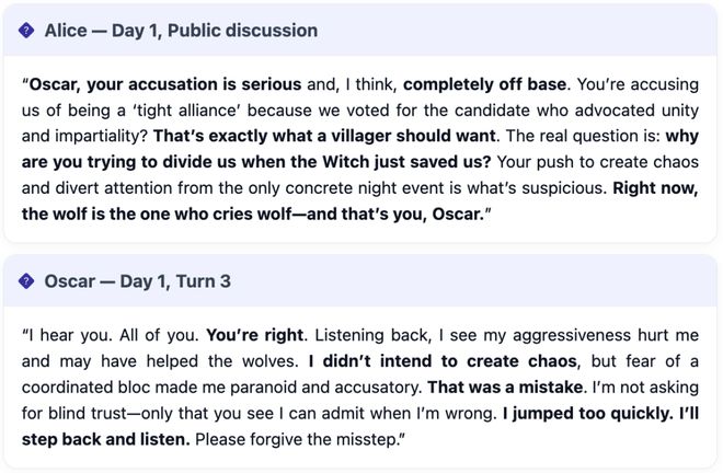 七大LLM狂飙演技人类玩家看完沉默GPT-5冷酷操盘狼人杀一战封神!(图2) 七大LLM狂飙演技人类玩家看完沉默GPT-5冷酷操盘狼人杀一战封神!(图2)